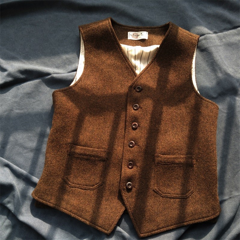 Men's Retro Tweed Slim Fit Casual Single Breasted Vest
