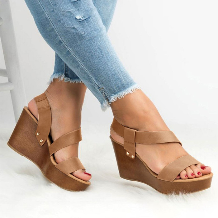 Wedge Thick Sole Solid Color Casual Fashion  Sandals