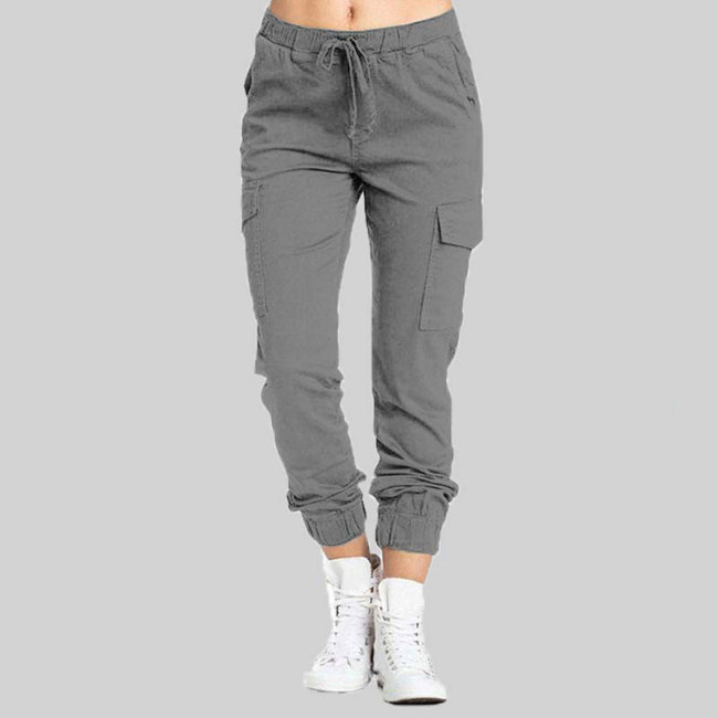 Women's Casual Fashion Solid Color Loose Cargo Pants