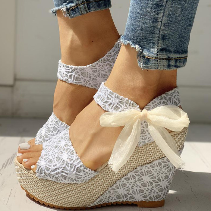 Lace Casual Wedge Party Platform High Heel Sandal