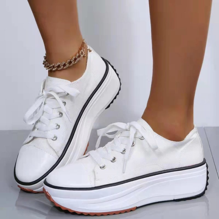 Women's Platform Lace Up High Top Casual Fashion Canvas Sneakers