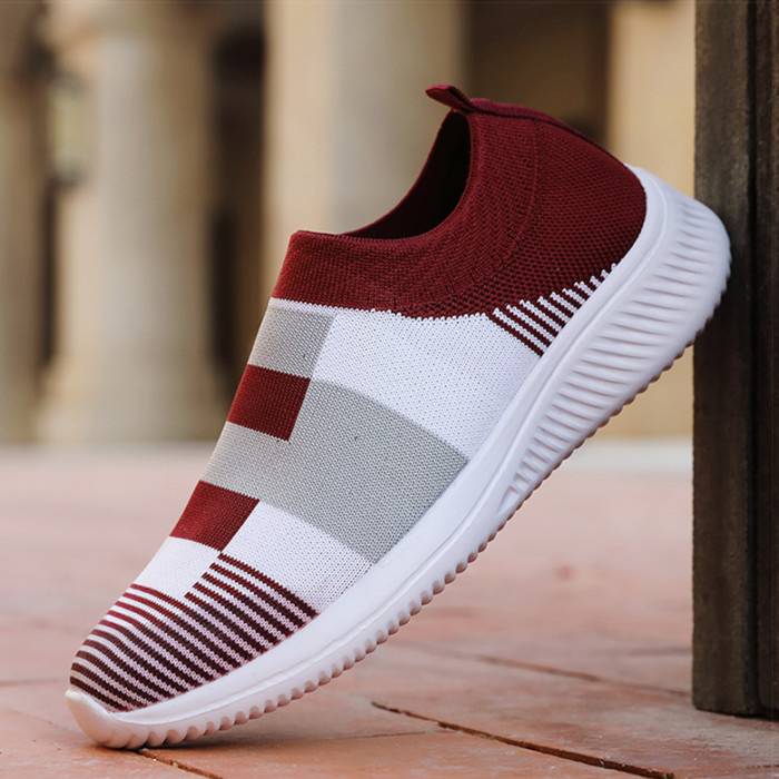 Women's Shoes Fashion Knit Flat Mixed Color Casual Sneakers
