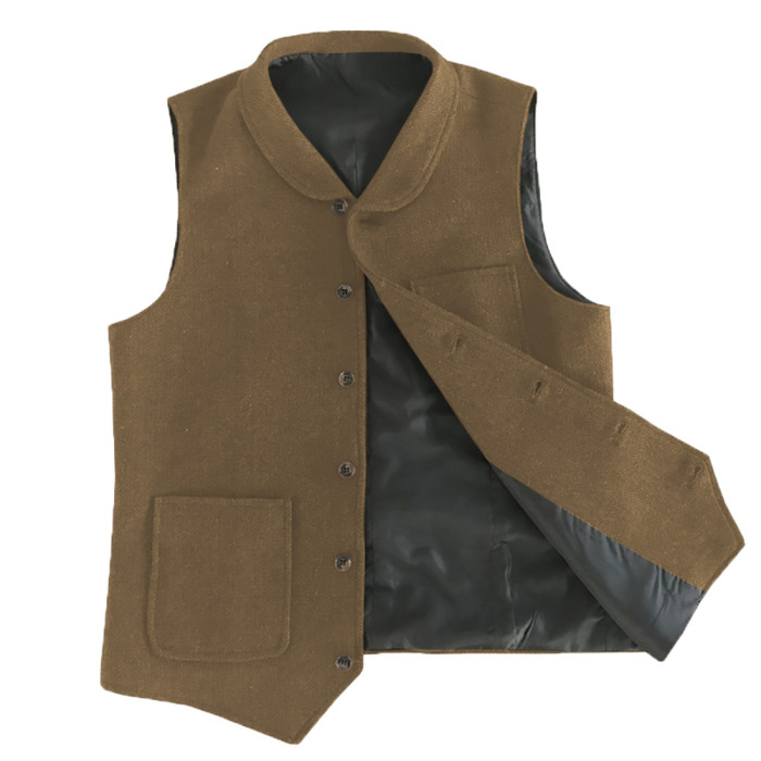 Men's Fashion Solid Color Lapel Business Punk Vest
