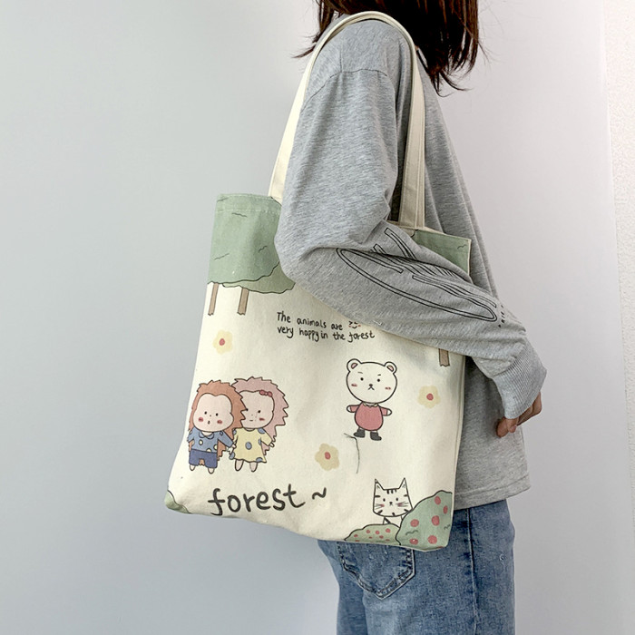 Women's Eco-friendly Reusable Shopping Large Capacity Canvas Tote Bag