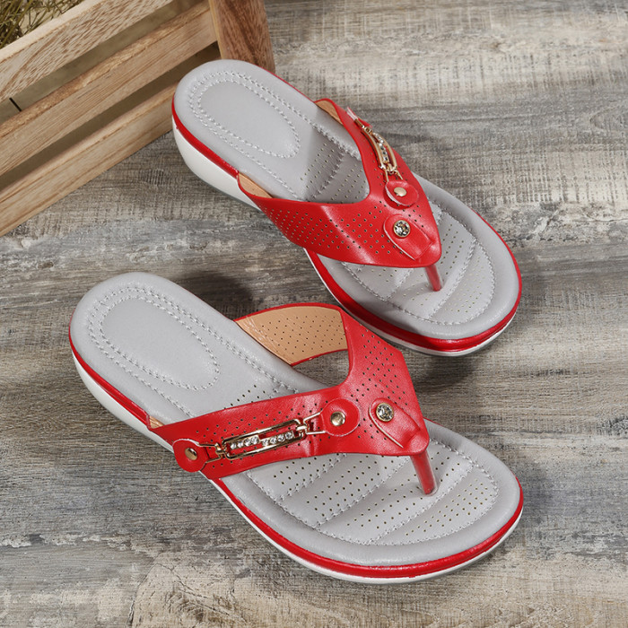 Fashion Wedge Flip Flops Outdoor Casual Beach Slippers