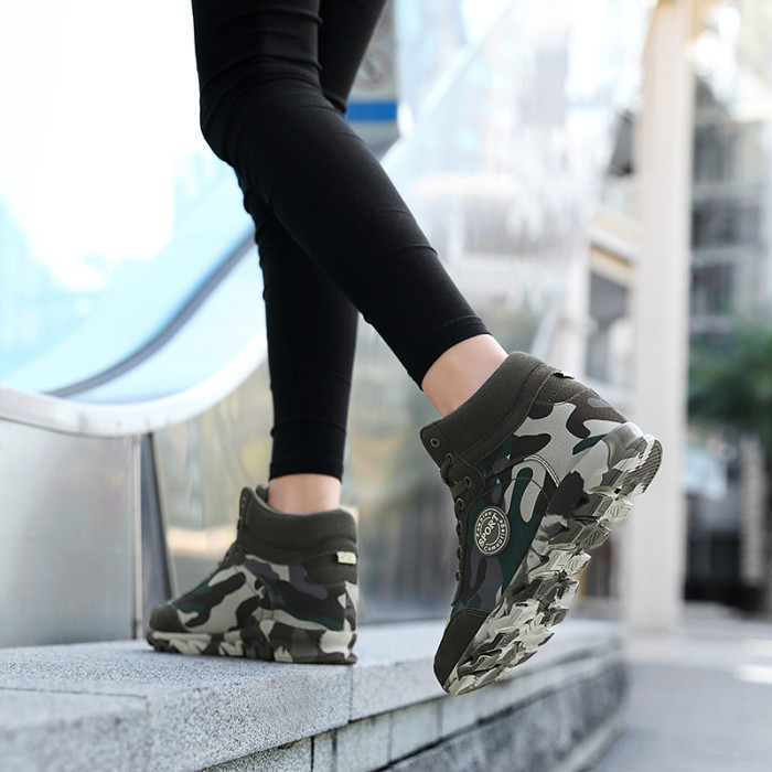 Women's Shoes Fashion Camouflage Heel Canvas Casual Platform Sneakers