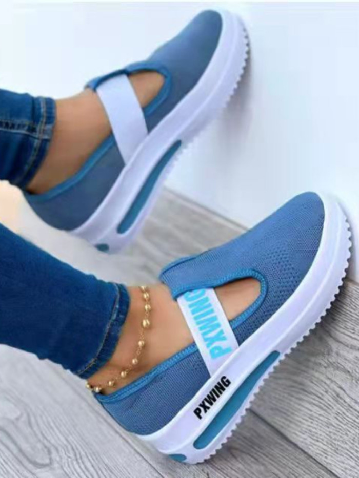 Fashion Breathable Mesh Round Toe Platform Casual Sneakers