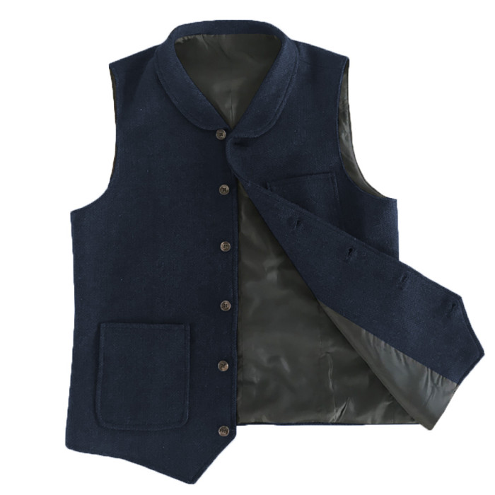 Men's Fashion Solid Color Lapel Business Punk Vest