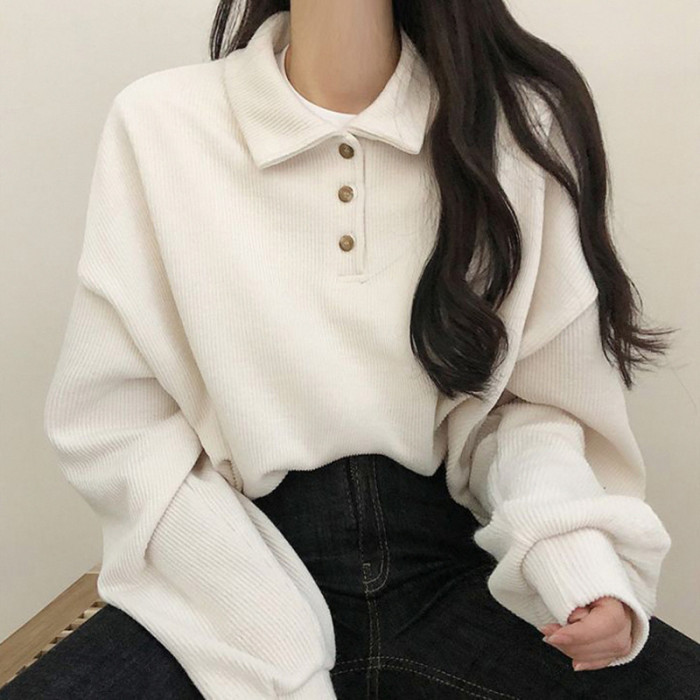 Chic Casual Polo Lapel Slim Fit Academy Velvet Sweatshirts