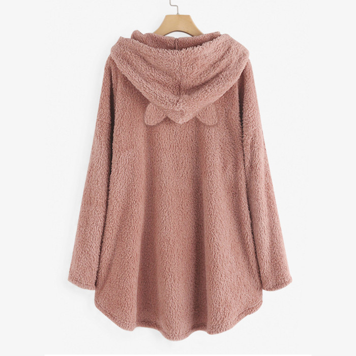 Women's Fashion Hoodie Reversible Fleece Cute Printed Pullover