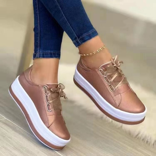Comfortable Flat Bottom Casual Lace-Up Walking Thick Sole Non-slip Sneakers