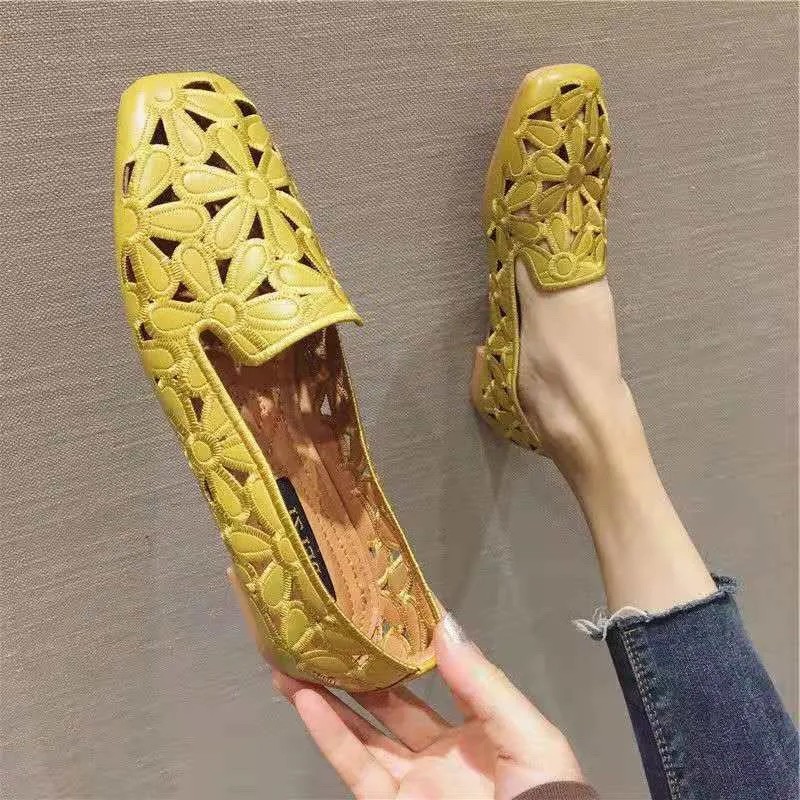 Women's Shoes Square Toe Embroidered Soft Casual Ballet Flats