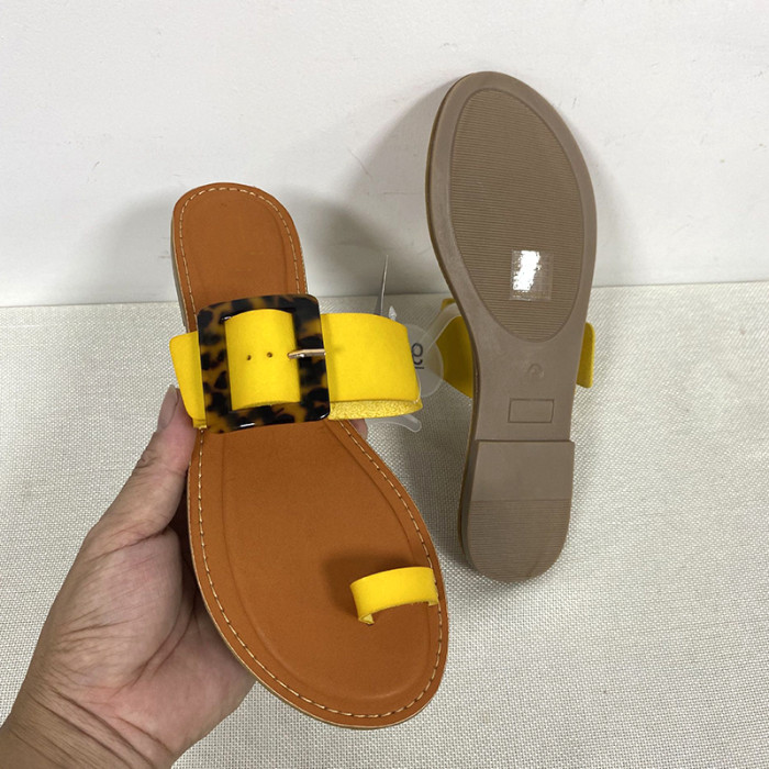 Women's Beach Flat Square Buckle Fashion Slippers