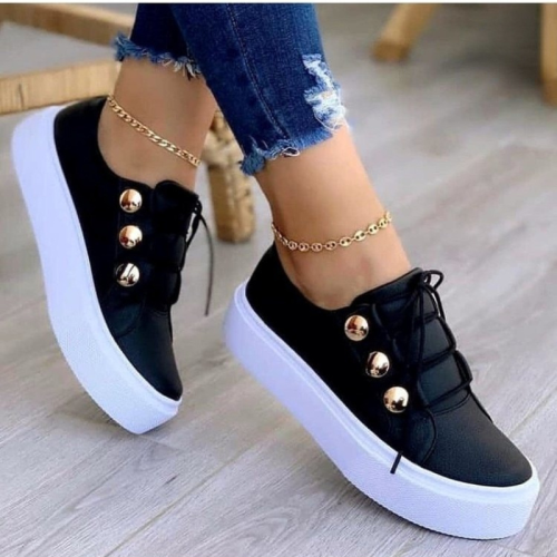 Fashion Women's Flat Casual Comfortable Outdoor Platform Round Toe Sneakers