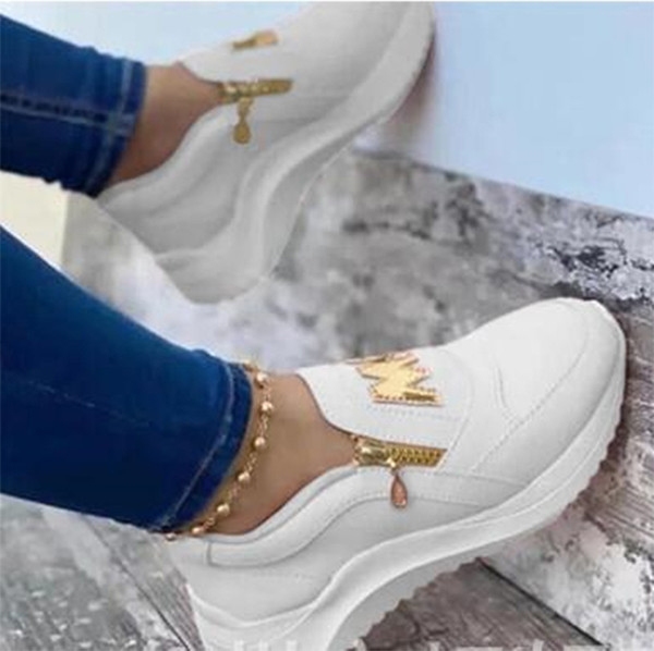 Women's Fashion Platform Letter M Wedge Zipper Casual Sneakers