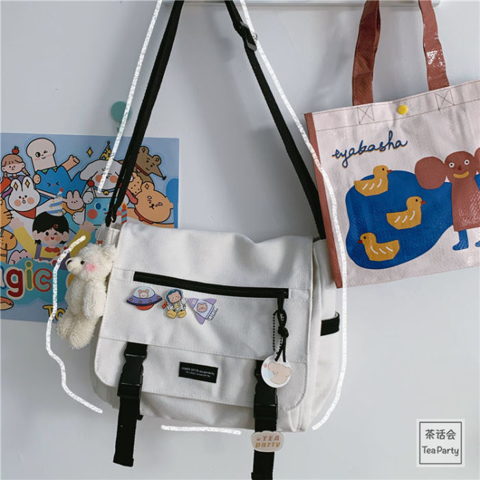 Fashion Harajuku Solid Color Casual Shoulder Canvas Bag