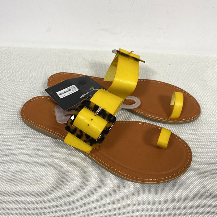 Women's Beach Flat Square Buckle Fashion Slippers