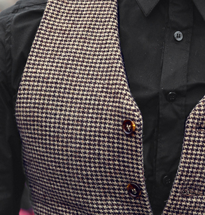 Men's Suit Tweed Punk Casual Slim Business Vest