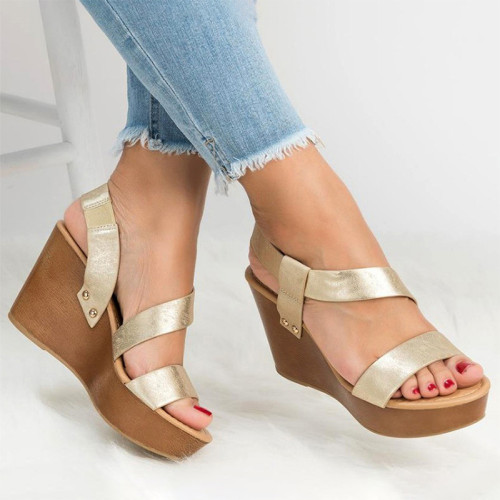 Wedge Thick Sole Solid Color Casual Fashion  Sandals