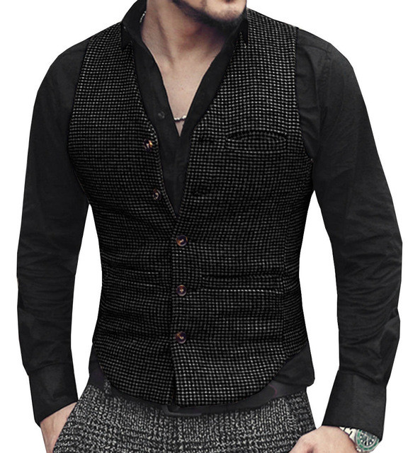 Men's Suit Tweed Punk Casual Slim Business Vest