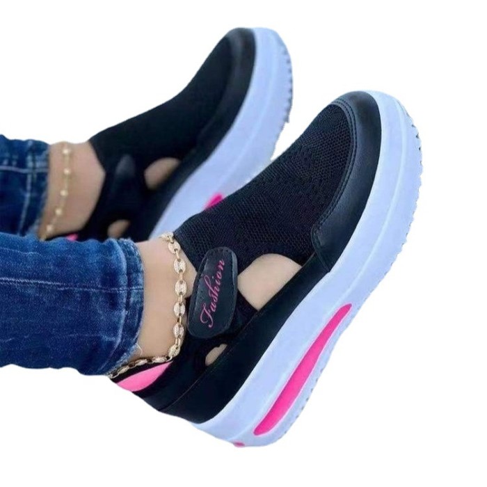 Women's Shoes Thick Sole Breathable Mesh Wedge Casual Sneakers