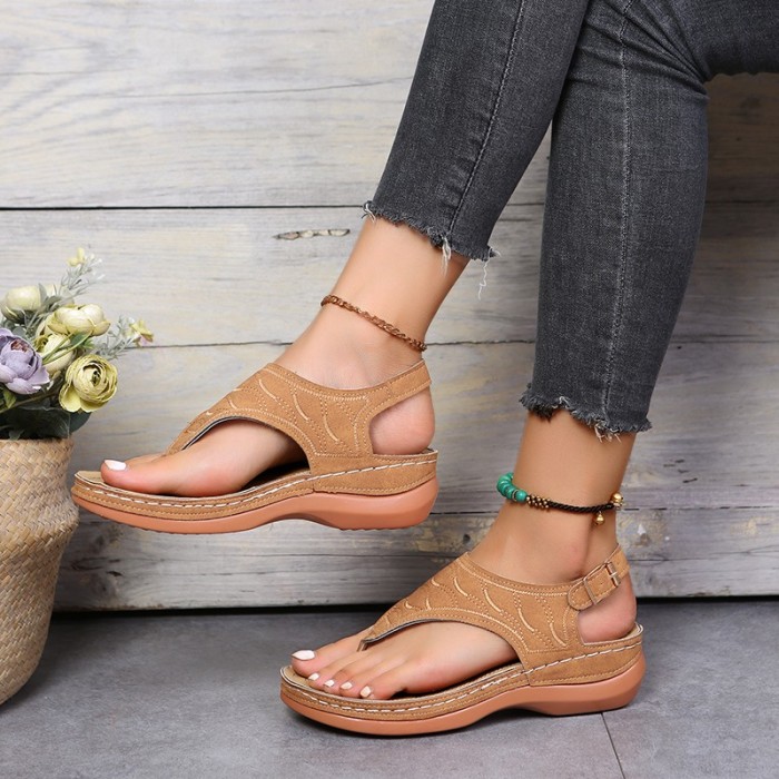 Women's Shoes Thick Sole Non-slip Baotou Wedge Casual Sandals