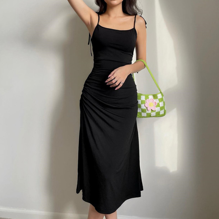 Sexy Elegant Strap Slim High Waist Backless Party Midi Dress