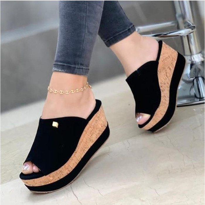 Fashion Open Toe Wedge Platform Casual Outdoor Slipper Sandals