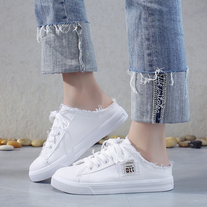 Women's Fashion Flat Casual  Lace-up  Canvas Shoes