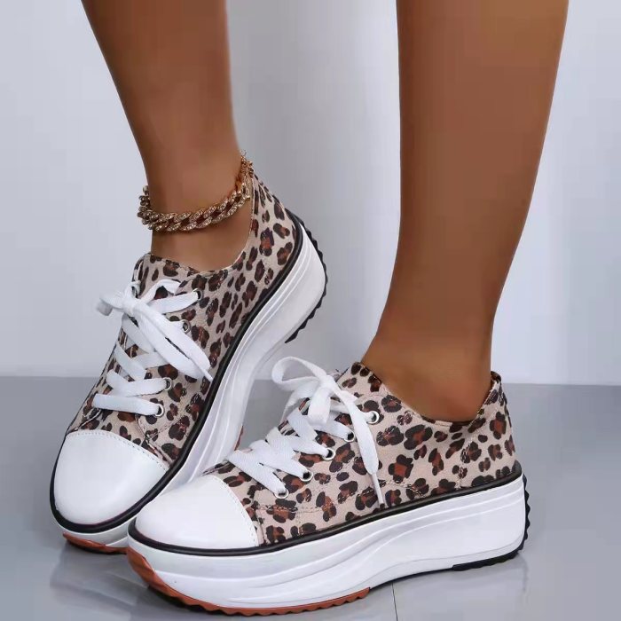 Women's Platform Lace Up High Top Casual Fashion Canvas Sneakers
