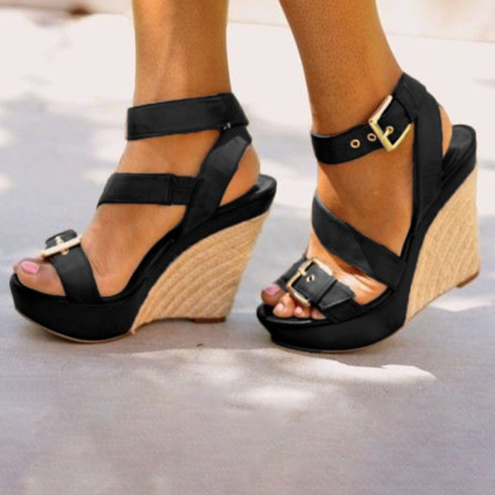 Fashion Open Toe Wedge Casual Strap Platform Sandals