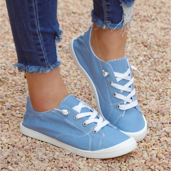 Fashion Casual Lightweight Solid Color Flat Sneakers  Canvas Shoes