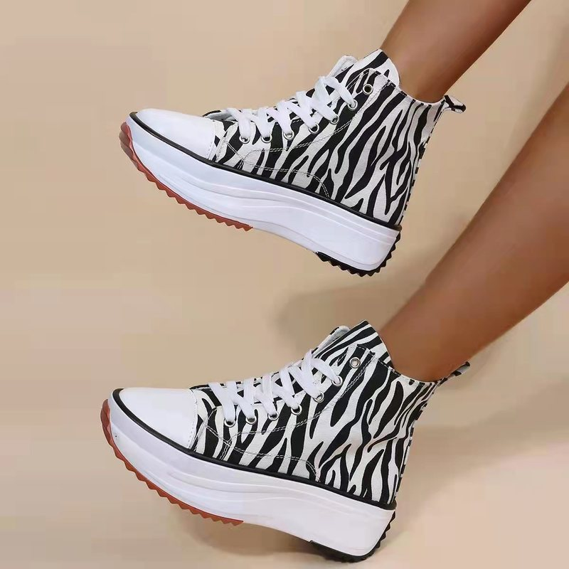 Women's Platform Lace Up High Top Casual Fashion Canvas Sneakers