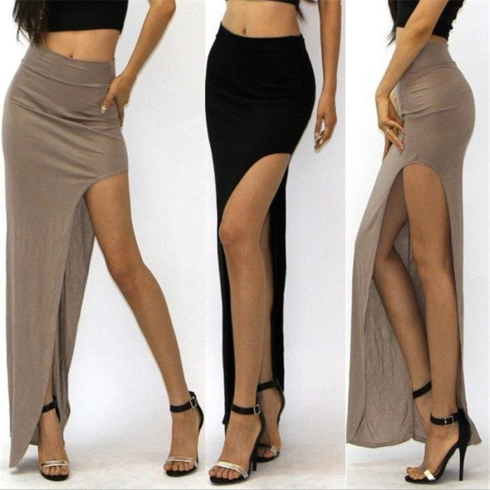 Fashion High Waist Sexy Slit Skirts