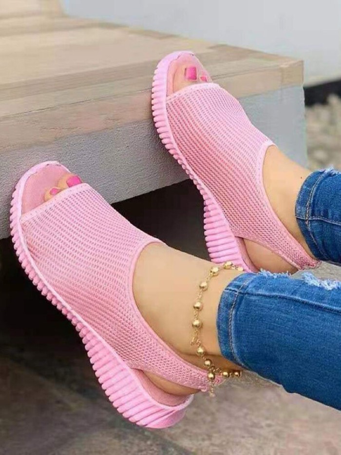 Women's Mesh Fishtail Thick Sole Baotou Casual Sandals