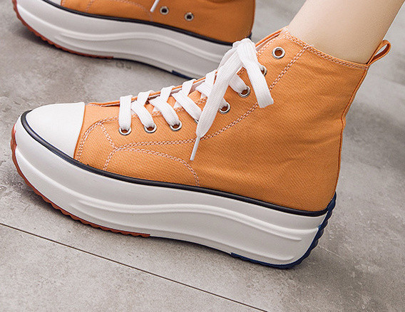Women's Shoes Fashion Lace Up Platform Casual Canvas Shoes