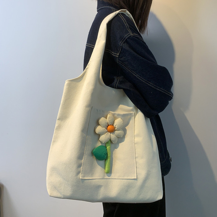 Ladies Large Capacity Single Shoulder Art Shopping Bag Canvas Bag