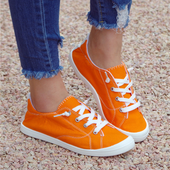 Fashion Casual Lightweight Solid Color Flat Sneakers  Canvas Shoes