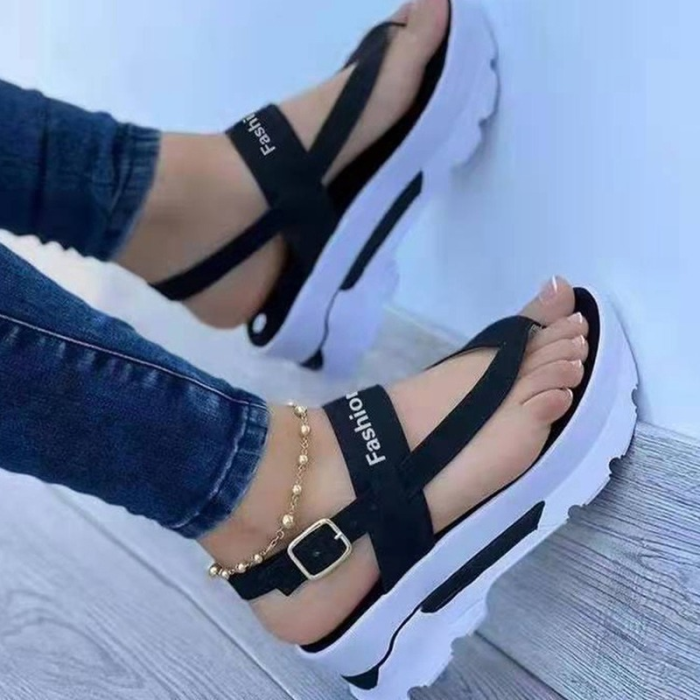 Women's Platform Flat Wedge Sandals Bao Toe Casual Roman Sandals