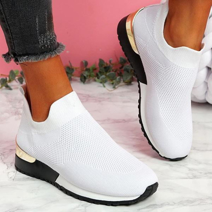Women's Fashion Mesh Thick Sole Breathable Flat Casual  Sneakers