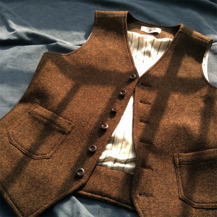 Men's Retro Tweed Slim Fit Casual Single Breasted Vest