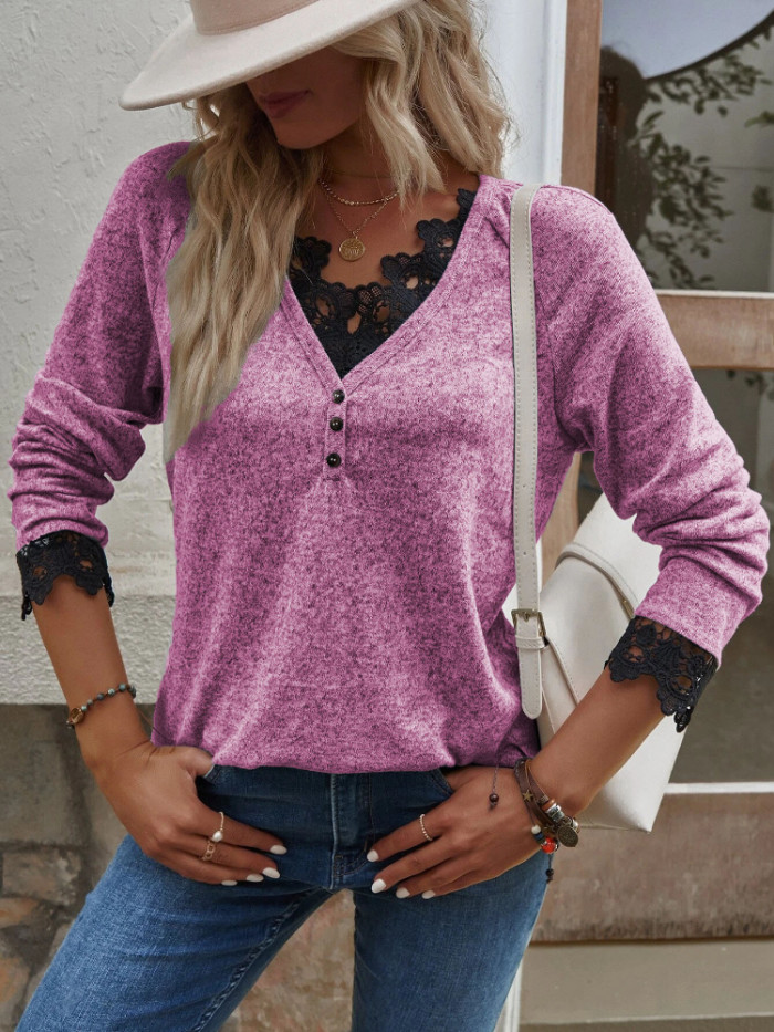 Women's Fashion Long Sleeve Lace Sweatshirts Top