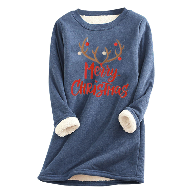 Women's Thick Printed Warm Round Neck Casual Sweatshirts