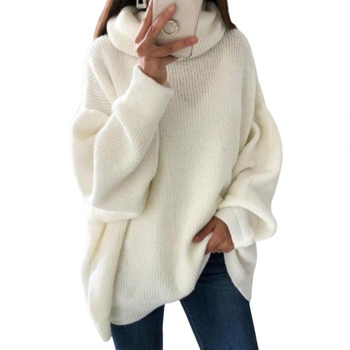 Fashion Solid Color Oversized Turtleneck Loose Knit Sweater