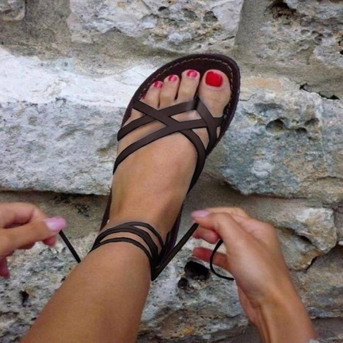 Summer Cross Strap Casual Strap Retro Flat Sandals