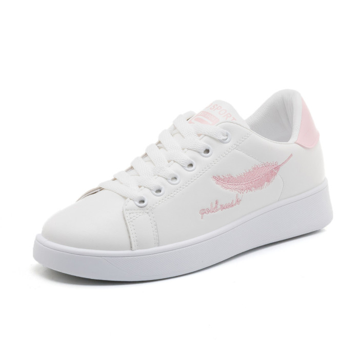 Fashion Breathable Pu Leather Platform White Lace-up Casual Sneakers