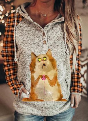 Trendy 3D Print Button Street Gothic Sweatshirt