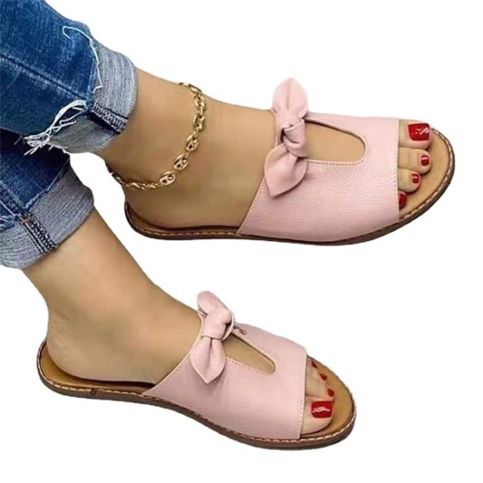 Women's Flat Beach Leather Slippers