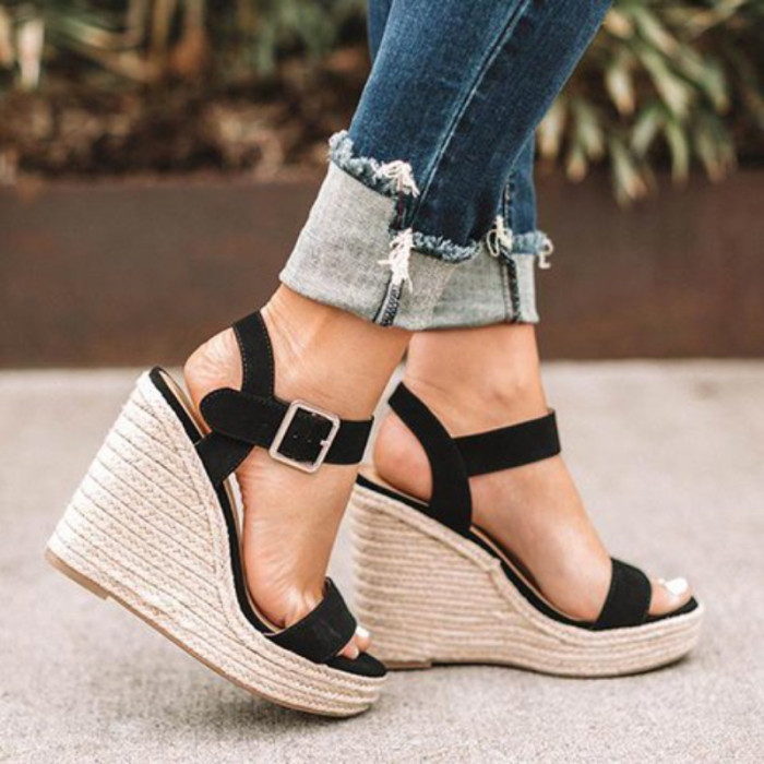 Women's Fashion Thick Sole Comfortable Wedge High Espadrille Sandals