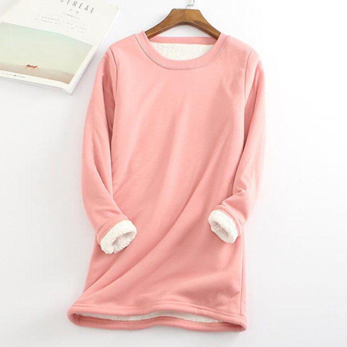 Women's Thick Wool Printed Velvet Crew Neck Sweatshirt